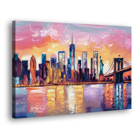New York City Artistic Watercolor View - Canvas Wall Art - Side