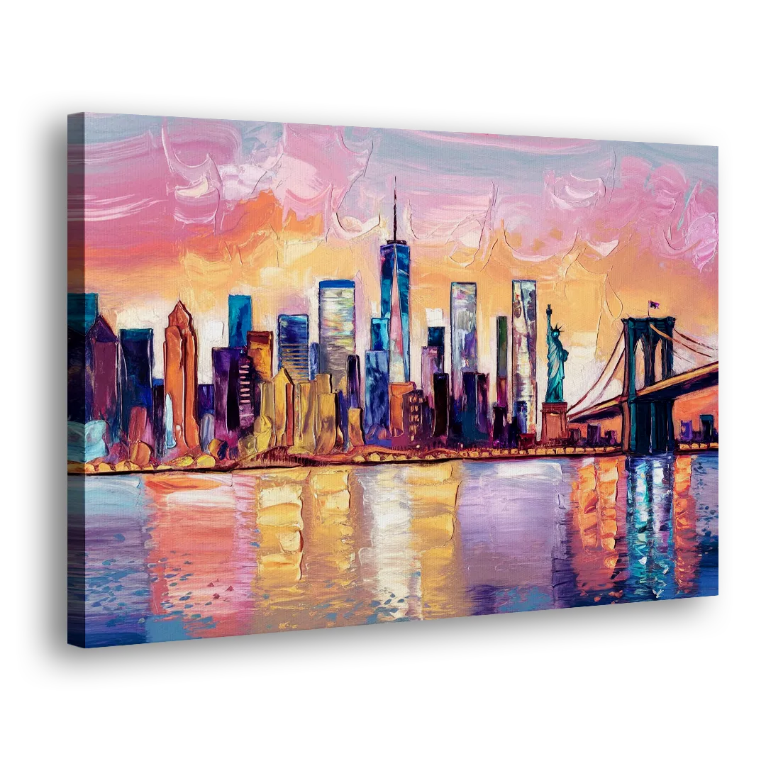 New York City Artistic Watercolor View Side - Canvas Wall Art