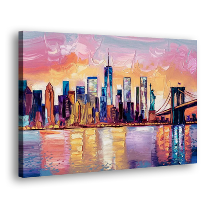 New York City Artistic Watercolor View Side - Canvas Wall Art