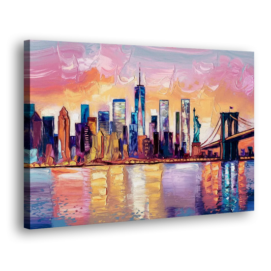 New York City Artistic Watercolor View Side - Canvas Wall Art