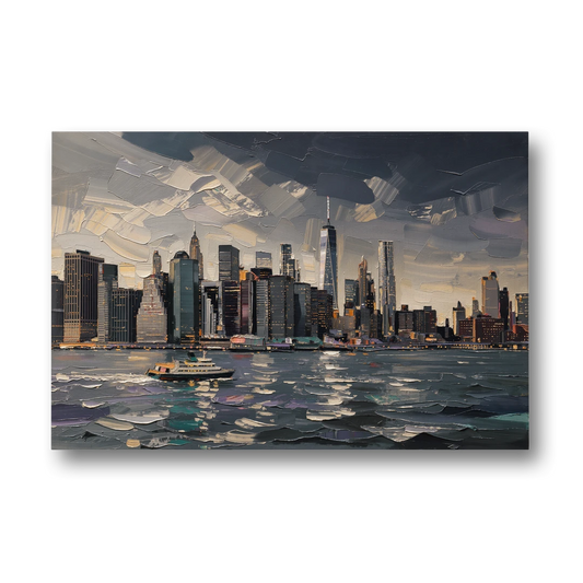 New York City Black And White Skyline - Canvas Wall Art - Front