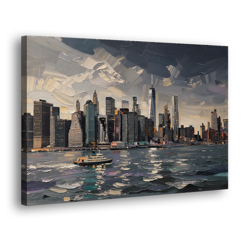 New York City Black And White Skyline - Canvas Wall Art - Side