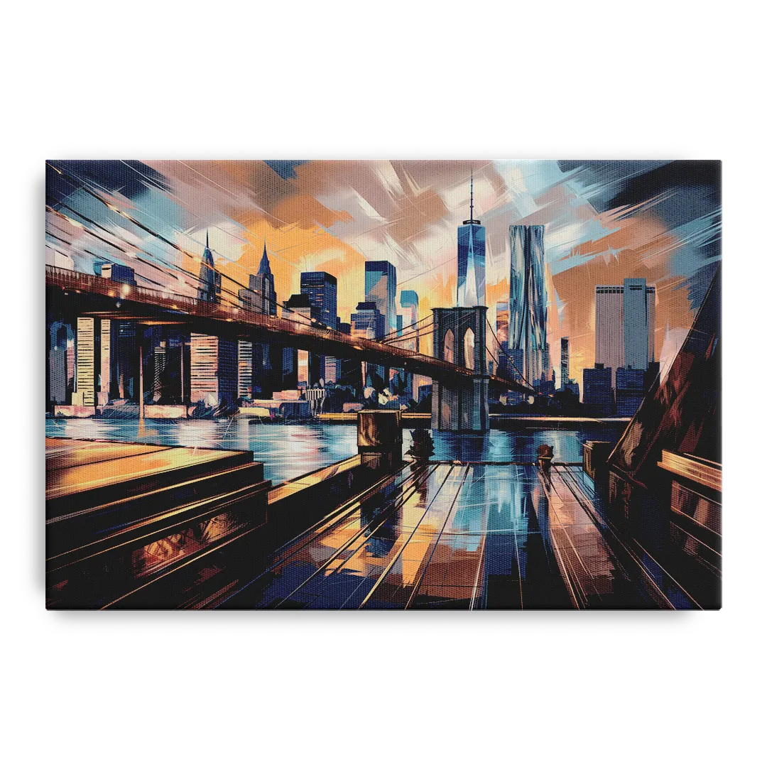 New York City Bridge From The Rooftop Front - Canvas Wall Art