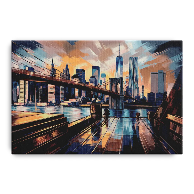 New York City Bridge From The Rooftop Front - Canvas Wall Art