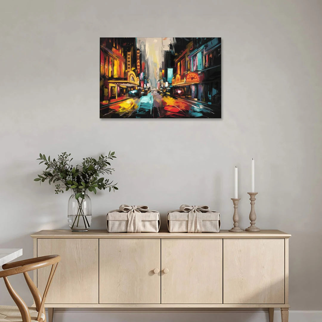 New York City Broadway Lights - Canvas Wall Art - Coffee Table - 36x24