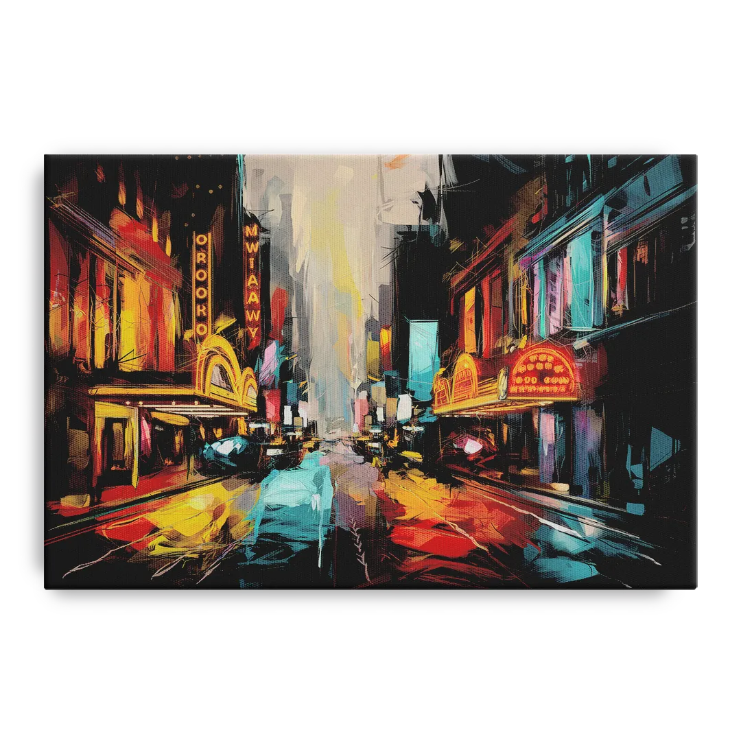 New York City Broadway Lights Front - Canvas Wall Art