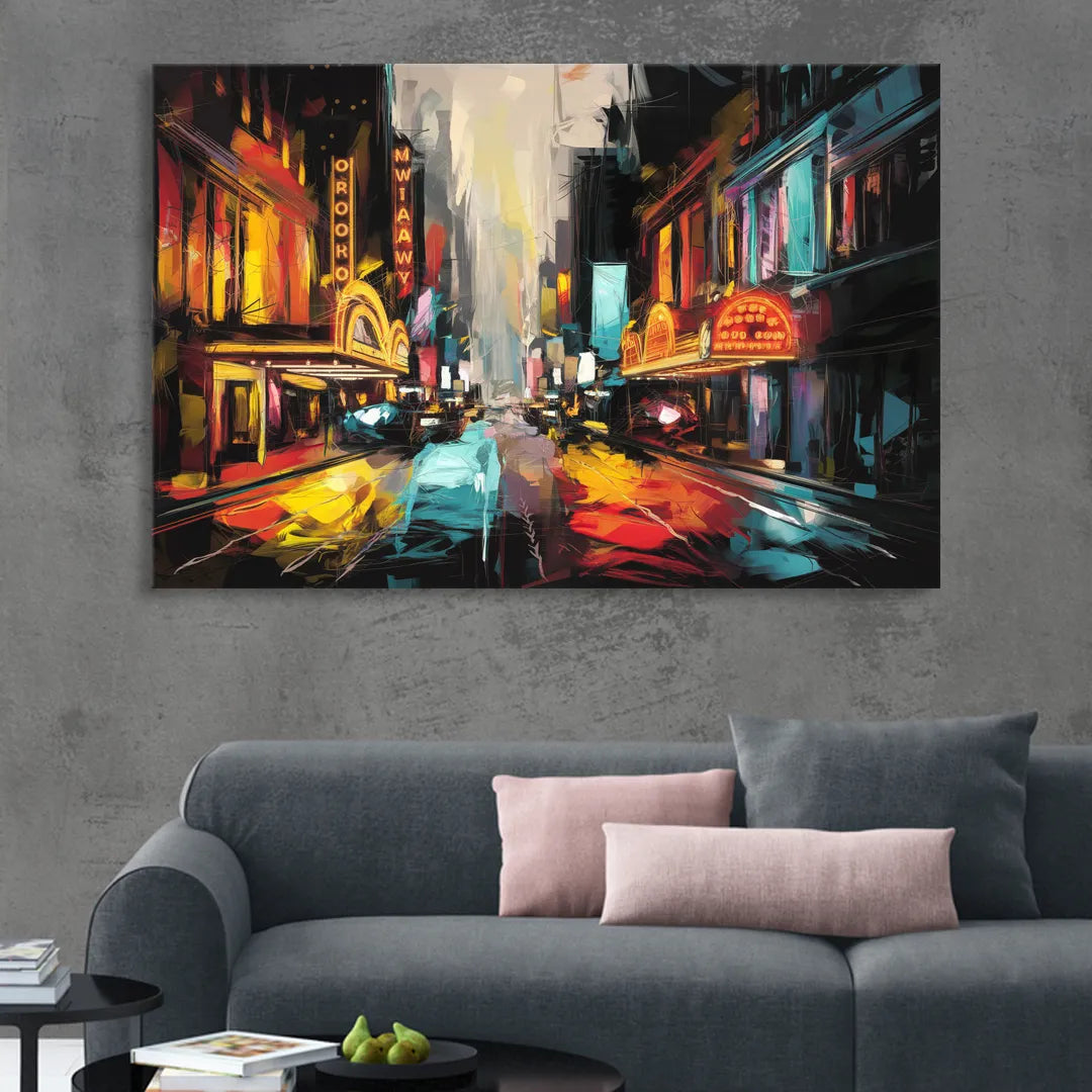New York City Broadway Lights Sitting Room - Canvas Wall Art
