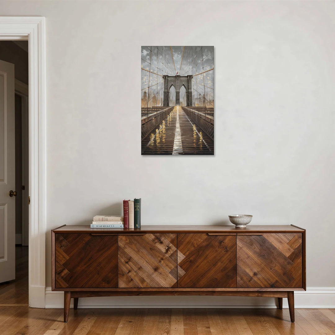 New York City Brooklyn Bridge View - Canvas Wall Art - Coffee Table - 24x36