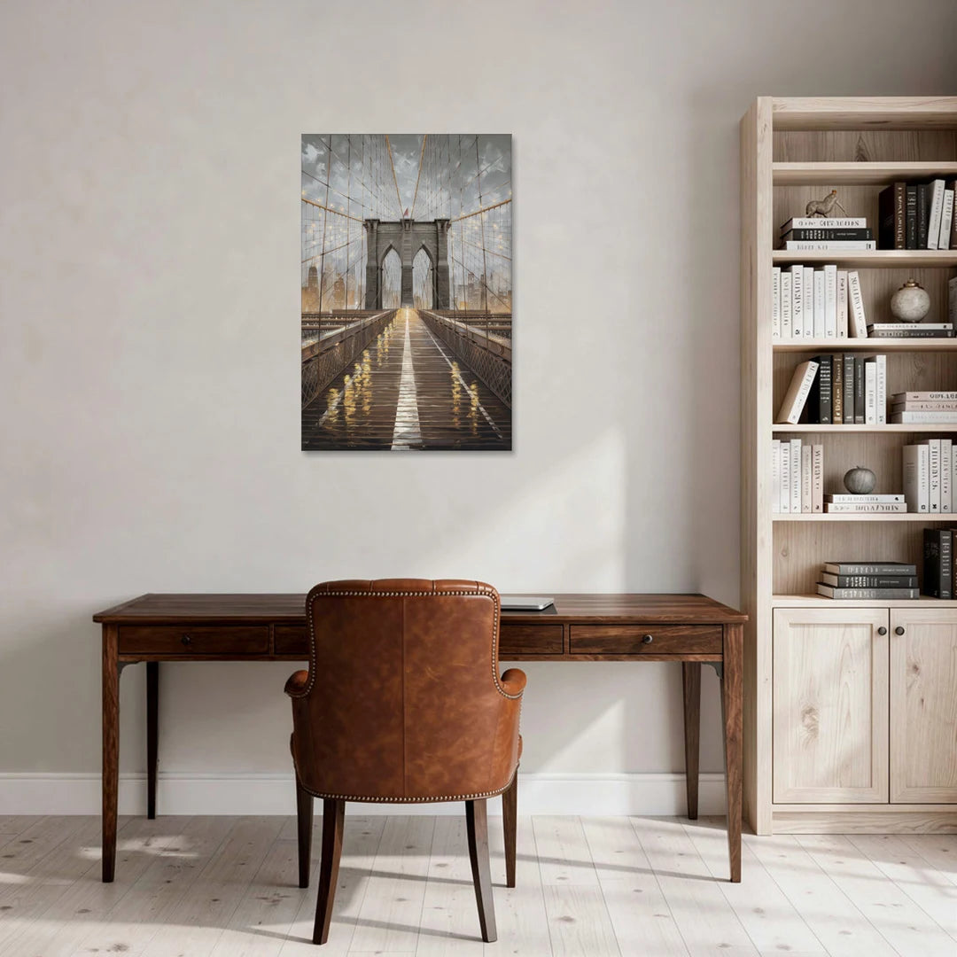 New York City Brooklyn Bridge View - Canvas Wall Art - Office - 24x36