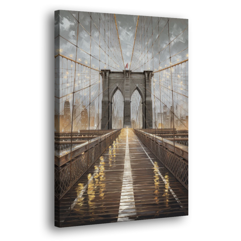 New York City Brooklyn Bridge View - Canvas Wall Art - Side