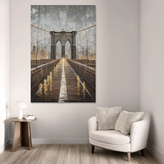 New York City Brooklyn Bridge View - Canvas Wall Art - Sofa - 40x60