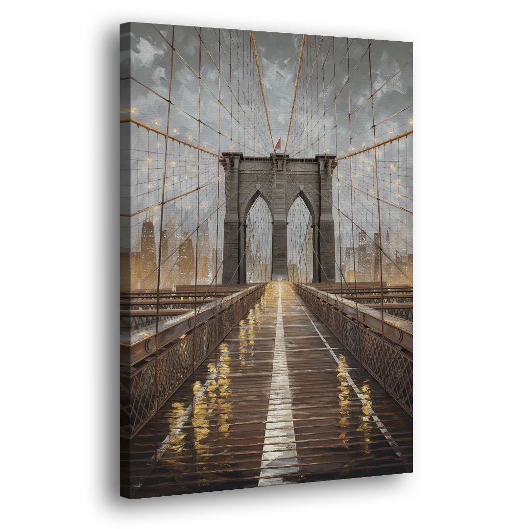 New York City Brooklyn Bridge View Side - Canvas Wall Art