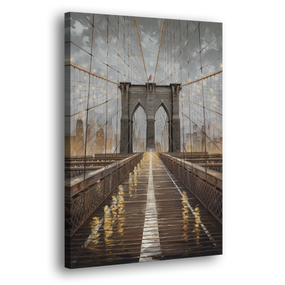 New York City Brooklyn Bridge View Side - Canvas Wall Art