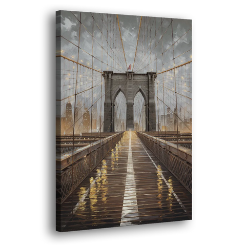 New York City Brooklyn Bridge View - Canvas Wall Art