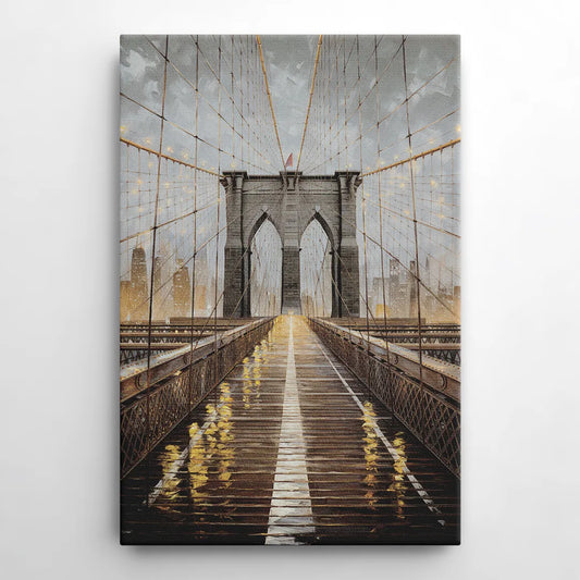 New York City Brooklyn Bridge View - Canvas Wall Art