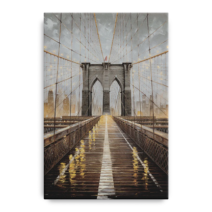 New York City Brooklyn Bridge View Front - Canvas Wall Art