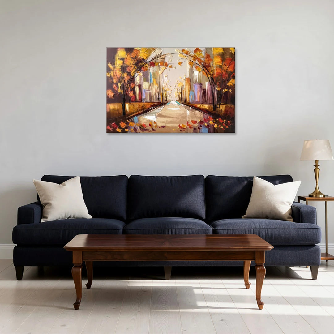 New York City Central Park Autumn - Canvas Wall Art - Sofa - 36x24