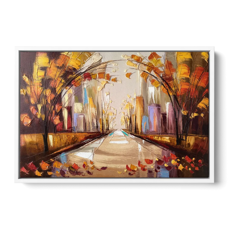 New York City Central Park Autumn Front - White Canvas Wall Art