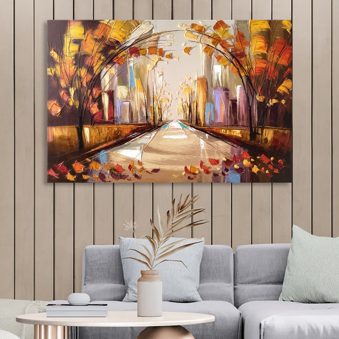 New York City Central Park Autumn Sitting Room - Canvas Wall Art