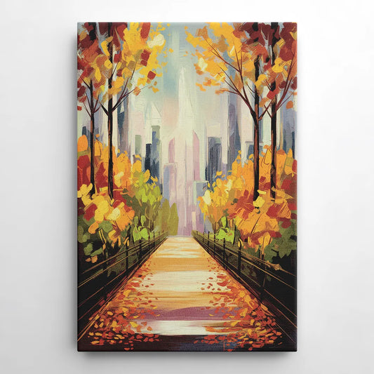 New York City Central Park in Fall Sunny - Canvas Wall Art