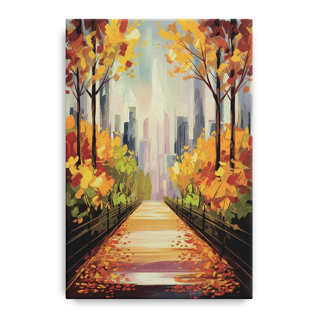 New York City Central Park in Fall Sunny Front - Canvas Wall Art