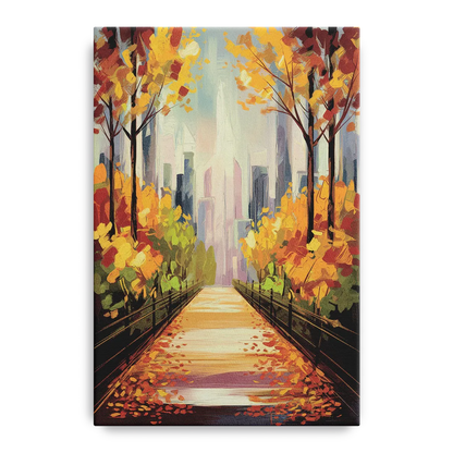 New York City Central Park in Fall Sunny Front - Canvas Wall Art