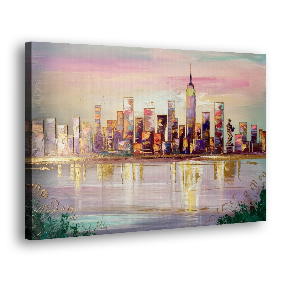 New York City Downtown Skyline Side - Canvas Wall Art