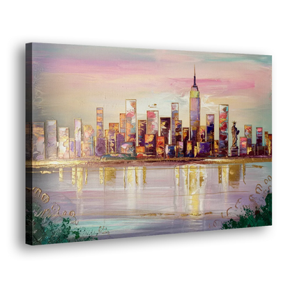 New York City Downtown Skyline Side - Canvas Wall Art