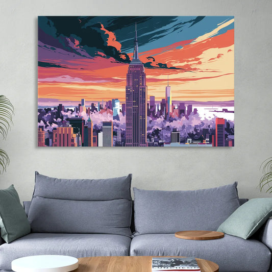 New York City Empire State Building Living Room - Canvas Wall Art