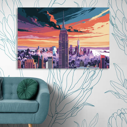 New York City Empire State Building Sitting Room - Canvas Wall Art