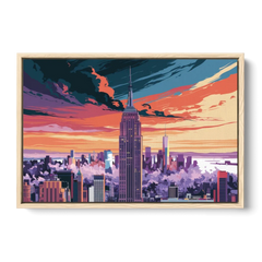 New York City Empire State Building - Oak Framed Canvas Wall Art - Front