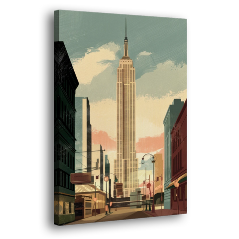 New York City Empire State Building Sunny - Canvas Wall Art - Side