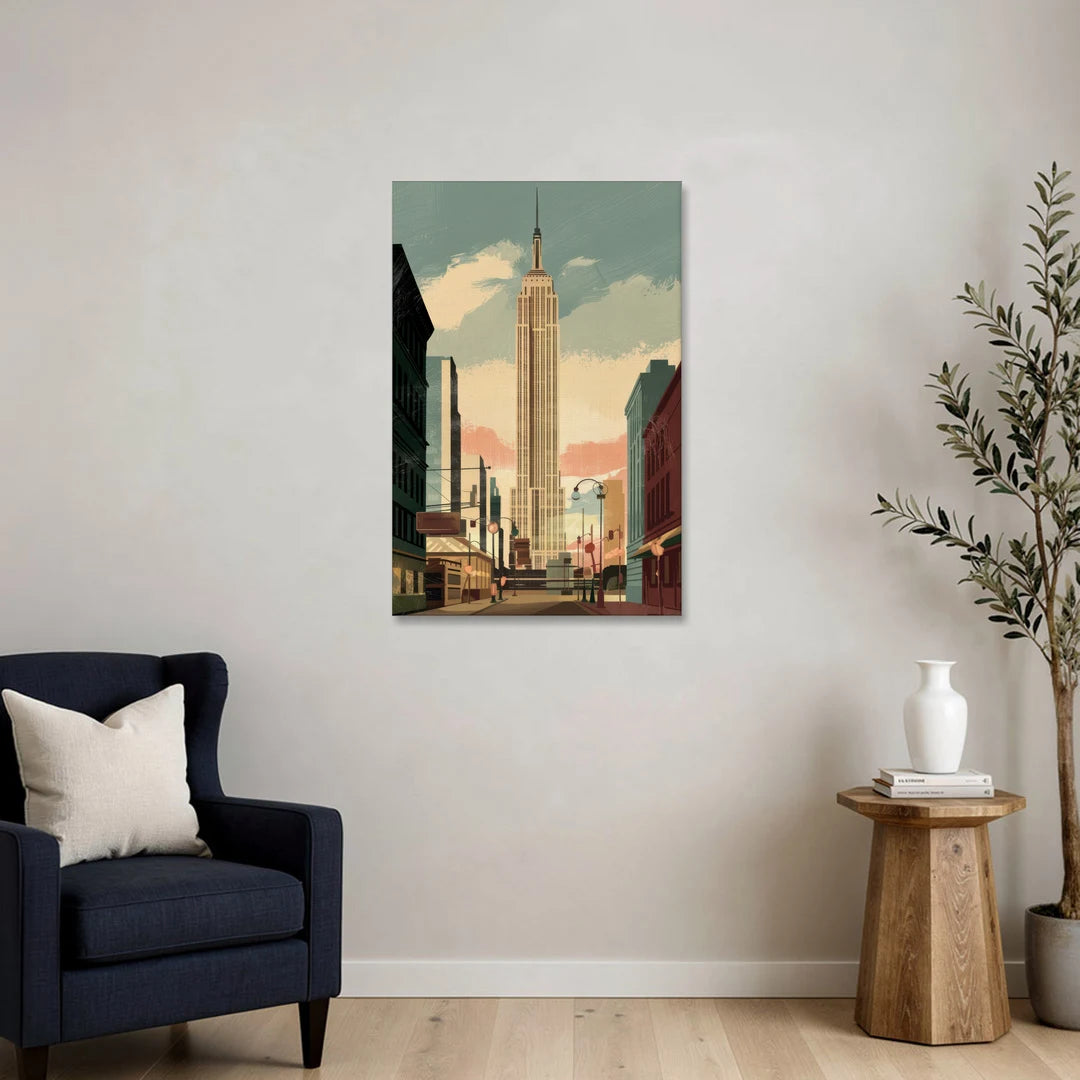 New York City Empire State Building Sunny - Canvas Wall Art - Sofa - 24x36