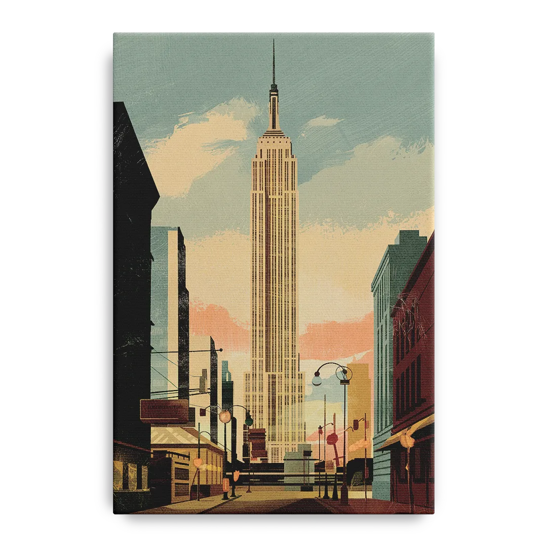 New York City Empire State Building Sunny Front - Canvas Wall Art