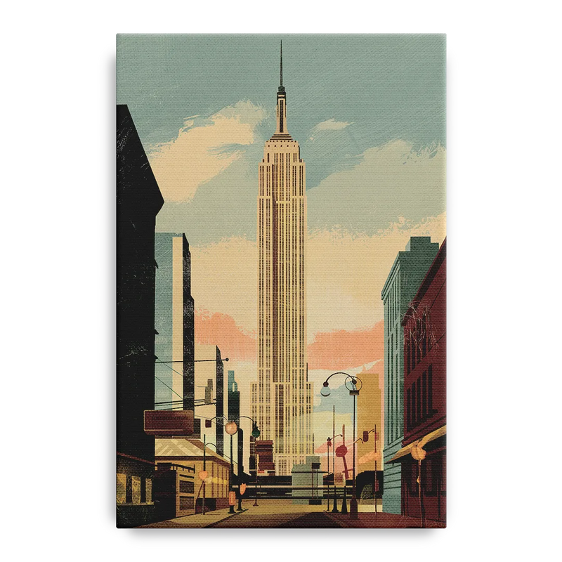 New York City Empire State Building Sunny Front - Canvas Wall Art