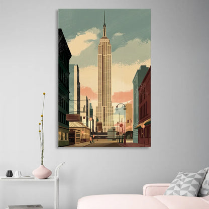 New York City Empire State Building Sunny Sitting Room - Canvas Wall Art
