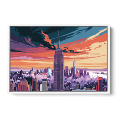 New York City Empire State Building - White Framed Canvas Wall Art - Front