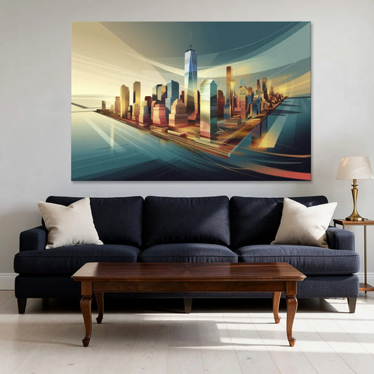New York City Financial District - Canvas Wall Art - Sofa - 60x40