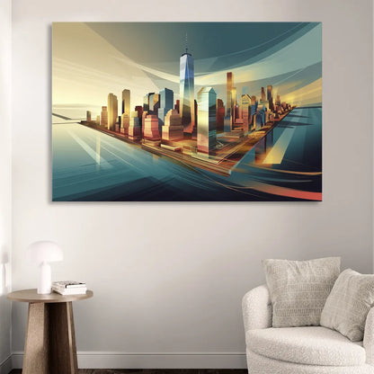 New York City Financial District Sitting Room - Canvas Wall Art