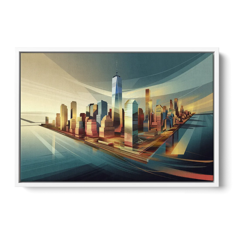 New York City Financial District Front - White Canvas Wall Art