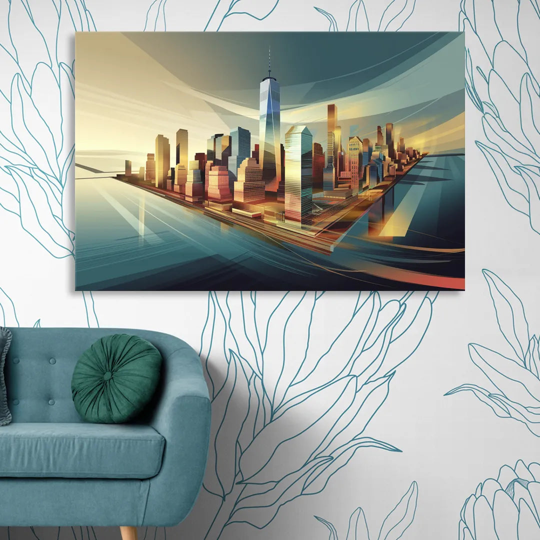 New York City Financial District Living Room - Canvas Wall Art