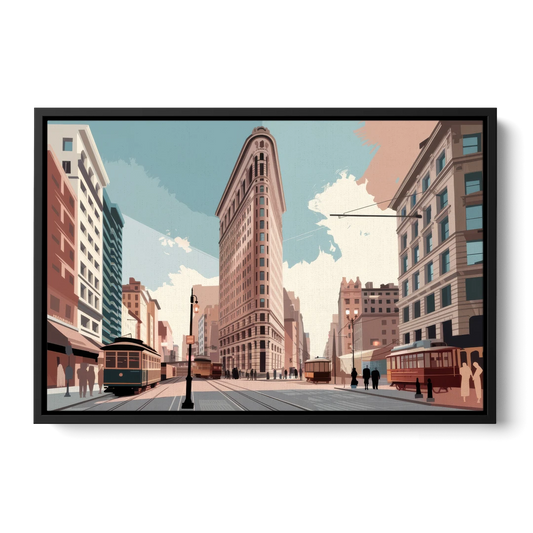 New York City Flatiron Building - Black Framed Canvas Wall Art - Front