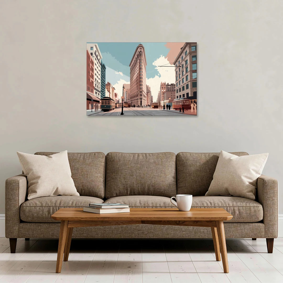 New York City Flatiron Building - Canvas Wall Art - Sofa - 36x24