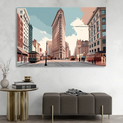 New York City Flatiron Building Sitting Room - Canvas Wall Art