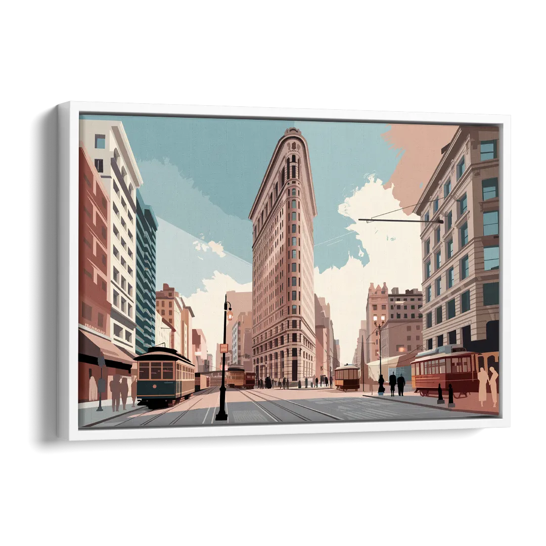 New York City Flatiron Building Side - White Canvas Wall Art