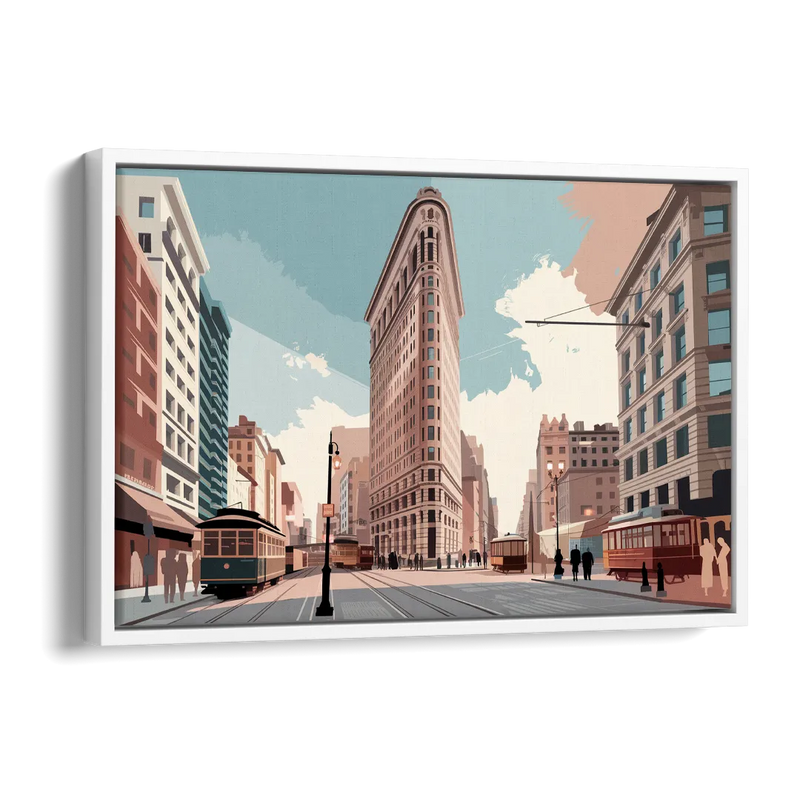 New York City Flatiron Building Side - White Canvas Wall Art