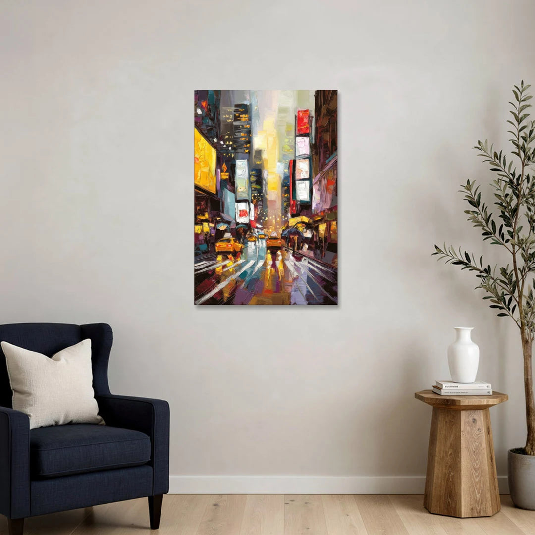 New York City Framed Street Photography Evening - Canvas Wall Art - Sofa - 24x36
