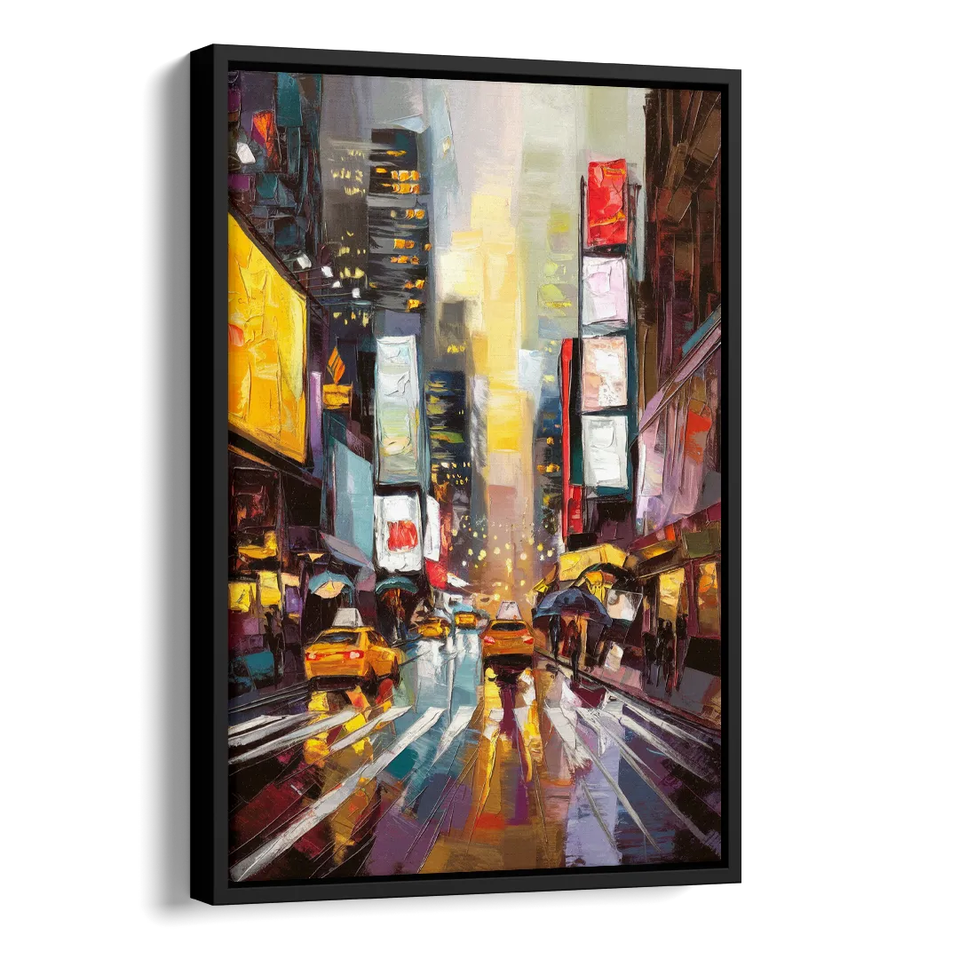 New York City Framed Street Photography Evening Side - Black Canvas Wall Art