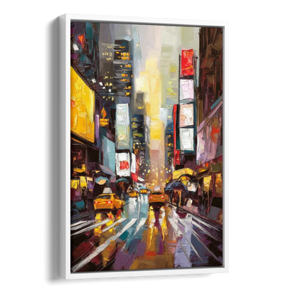 New York City Framed Street Photography Evening Side - White Canvas Wall Art