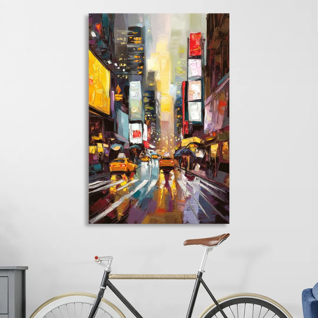 New York City Framed Street Photography Evening Sitting Room - Canvas Wall Art